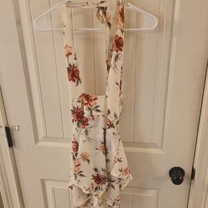 Windsor Cream and Red Floral Backless Dress
